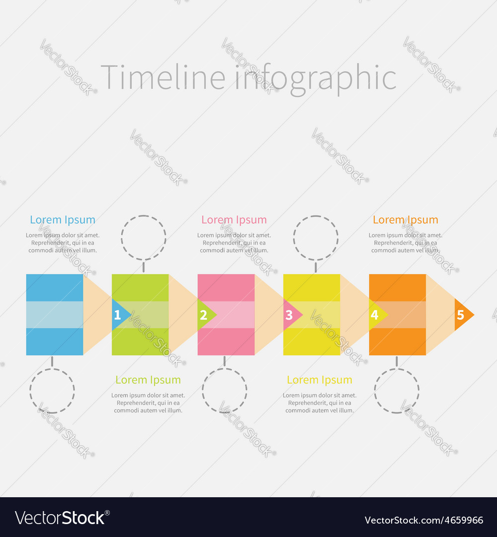 Timeline infographic with colorful pencil ribbon