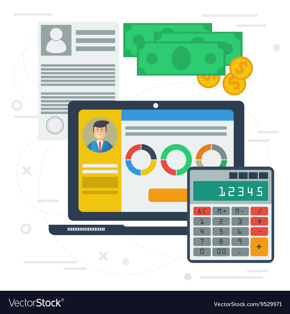 Accounting flat with computer app
