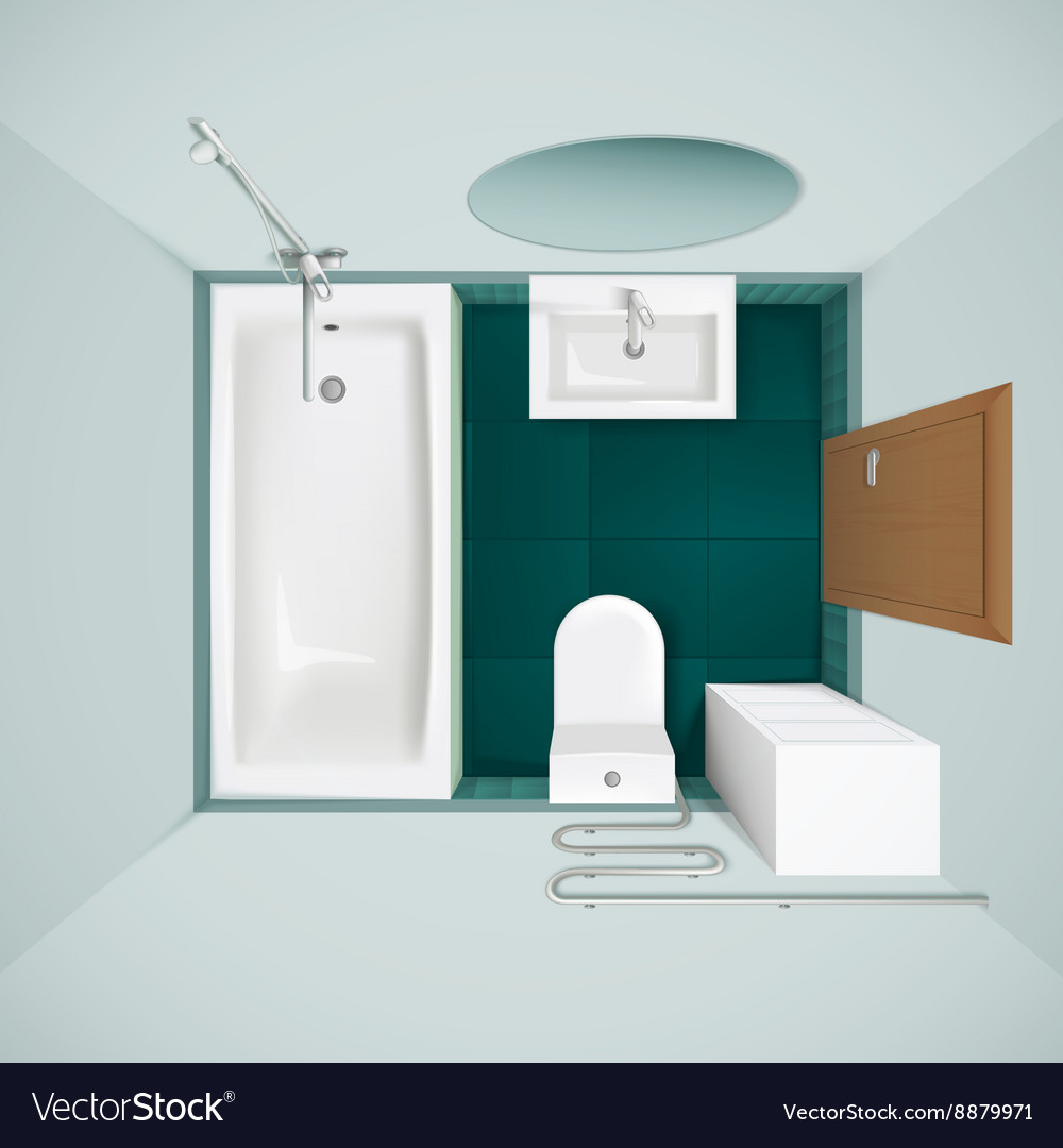 Bathroom interior top view realistic image Vector Image