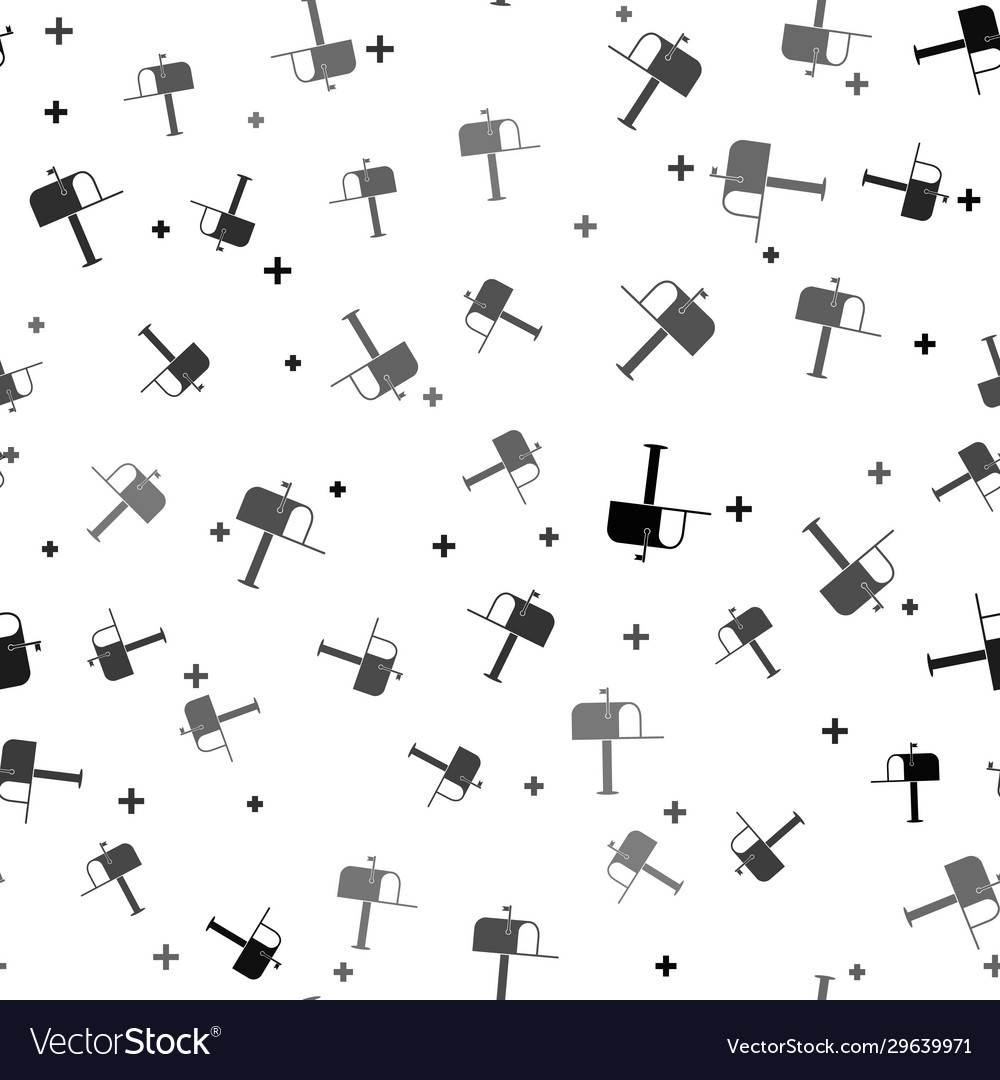 Black open mail box icon isolated seamless pattern vector image Black open mail box icon isolated seamless pattern