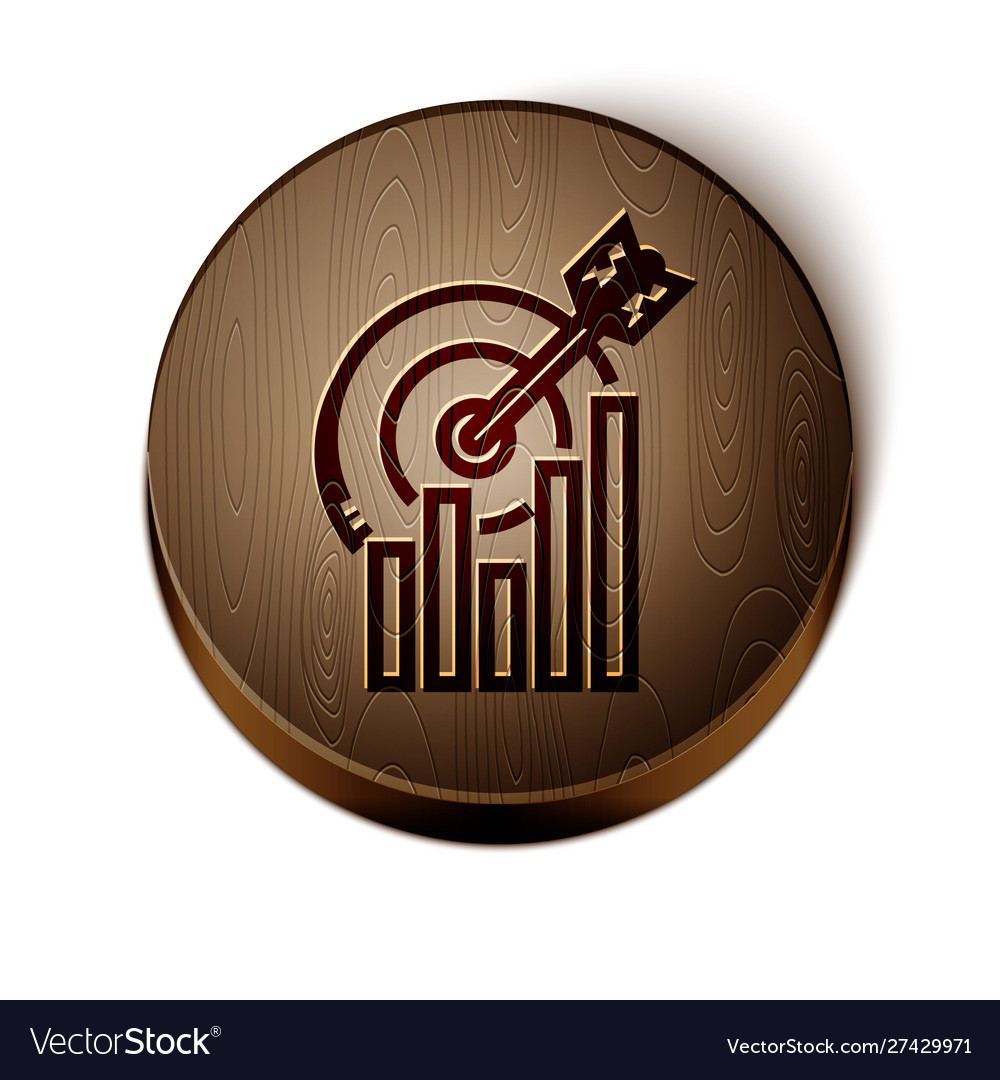 Brown line target with graph chart icon isolated vector image Brown line target with graph chart icon isolated