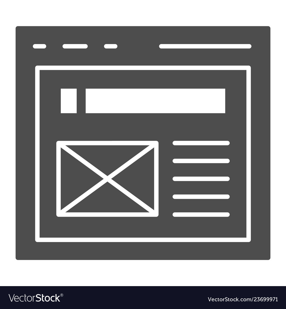 Browser solid icon website window vector image Browser solid icon website window