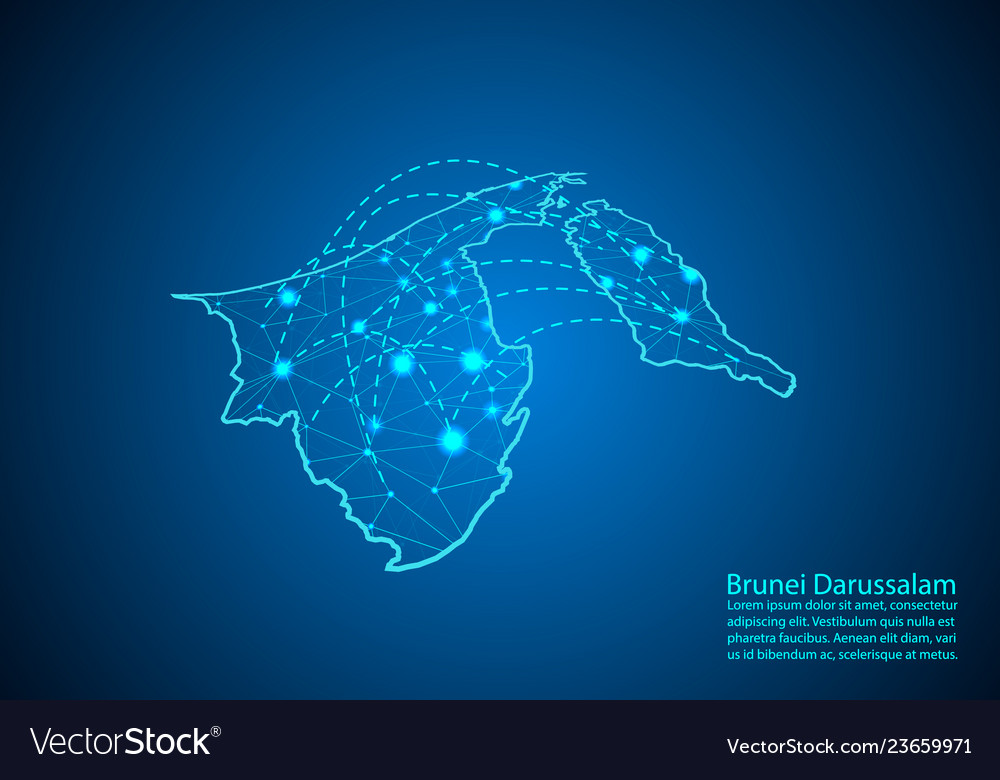 Brunei darussalam map with nodes linked by lines Vector Image Brunei darussalam map with nodes linked by lines