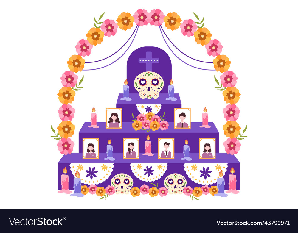 Dia de los muertos or day of the dead template vector image Dia de los muertos or day of the dead template