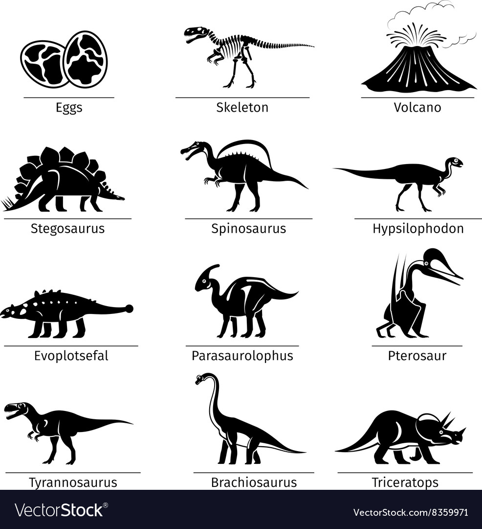 Dinosaur icons Royalty Free Vector Image - VectorStock