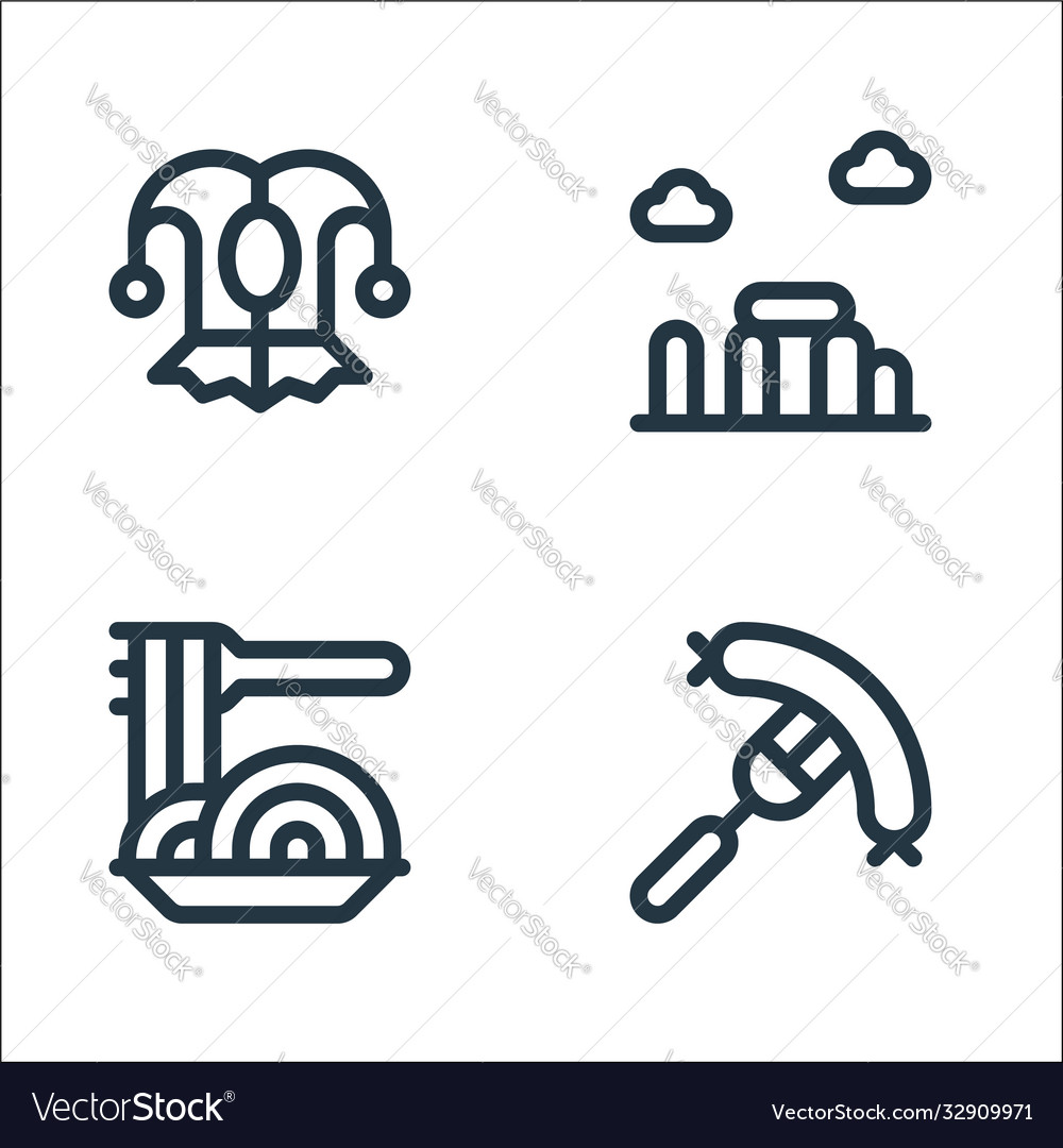 Europe line icons linear set quality
