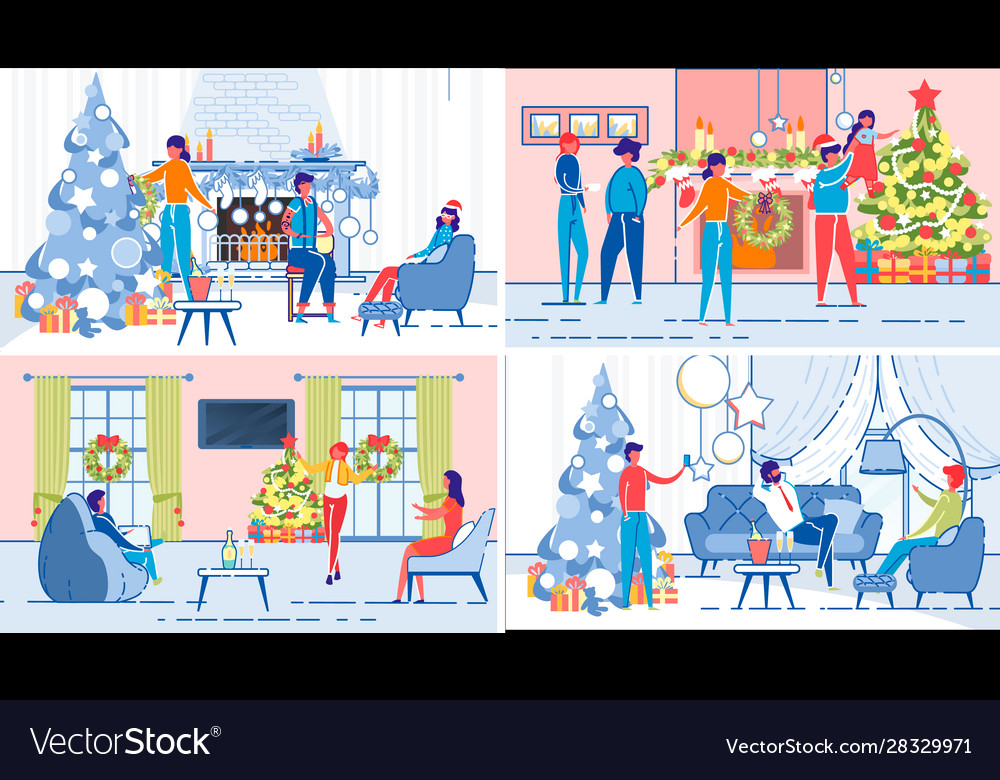 Family relatives or friends christmas fun set Vector Image