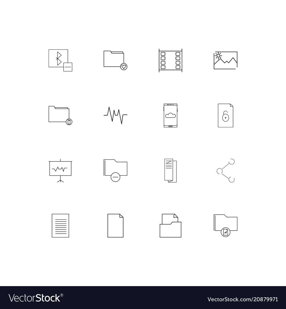 Files and folders sign linear thin icons set