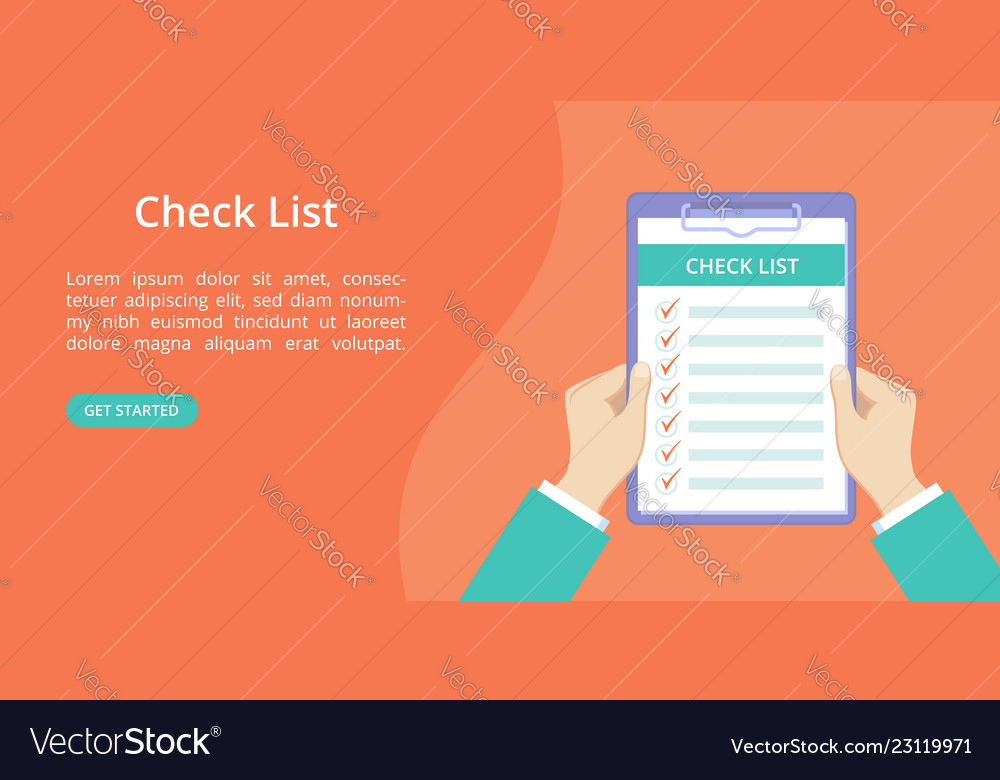 Hands with clipboard check list landing page vector image Hands with clipboard check list landing page