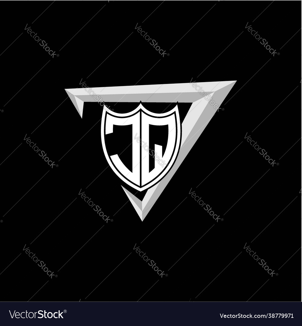 Initial letter j q shield shape with triangular vector image Initial letter j q shield shape with triangular