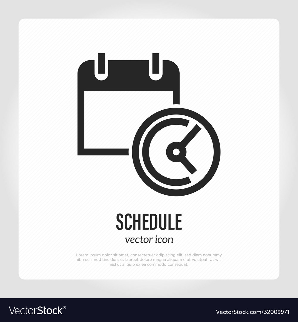 Schedule thin line icon calendar and clock