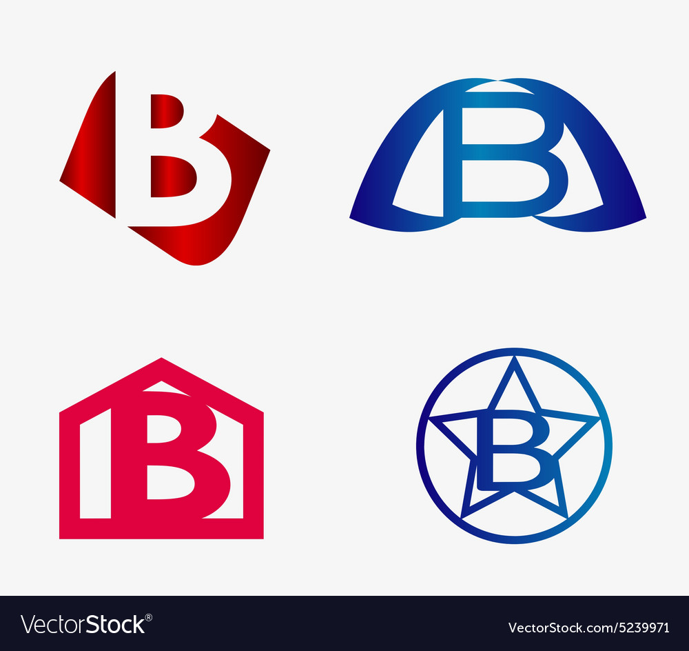Set of abstract icons based on the letter b Vector Image