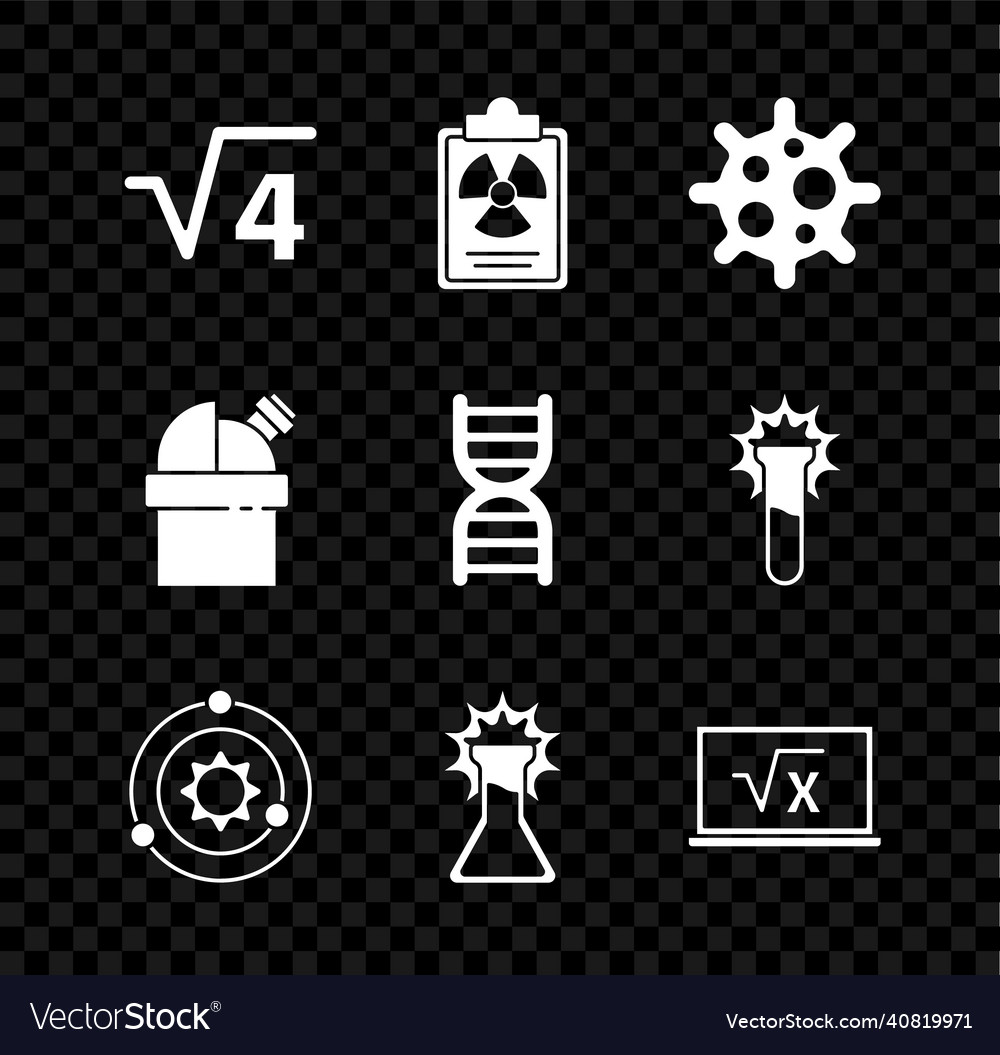 Set square root of 4 glyph radiation warning Vector Image