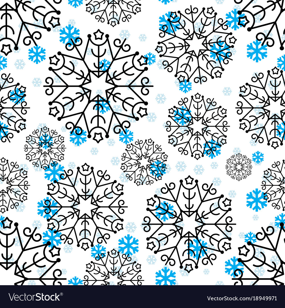 Snowflake seamless pattern Royalty Free Vector Image