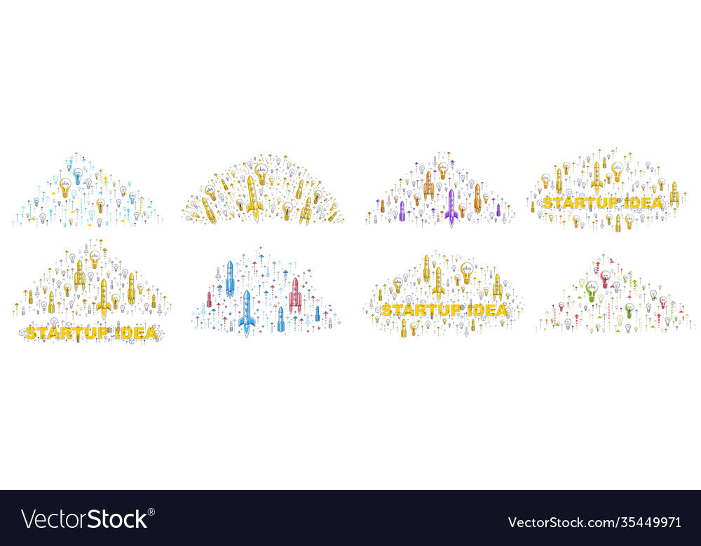 Startup idea business concepts set image Vector Image Startup idea business concepts set image
