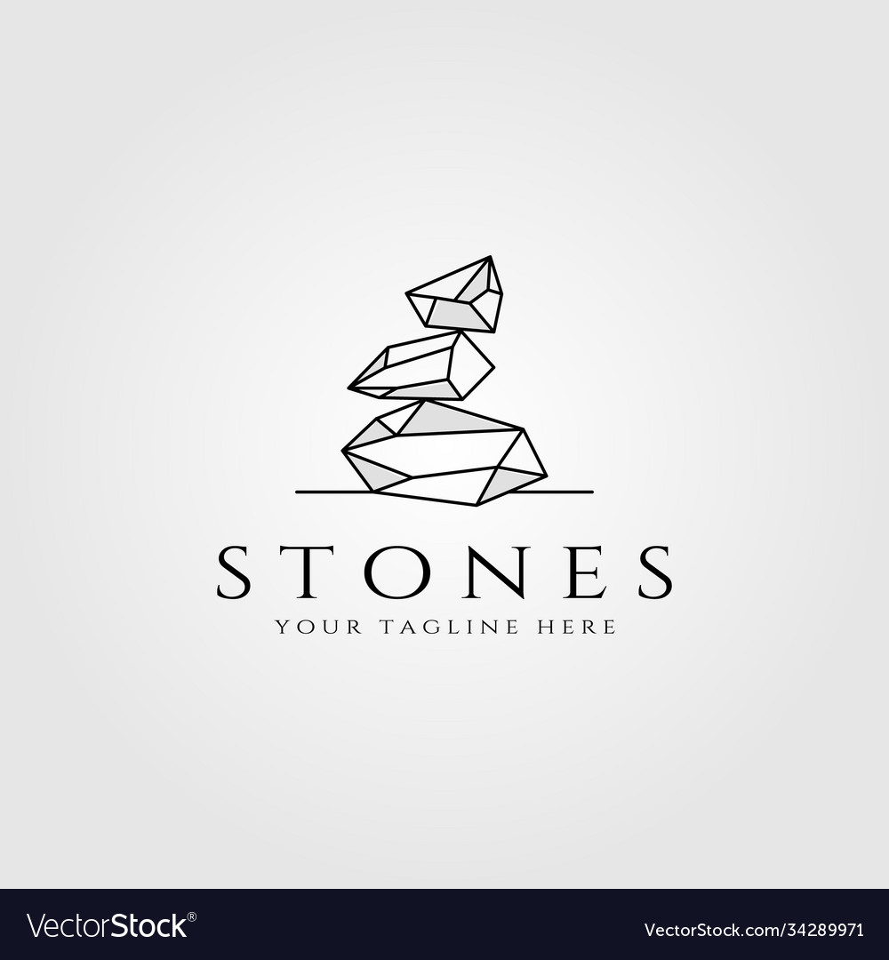 Stone logo line art design Royalty Free Vector Image