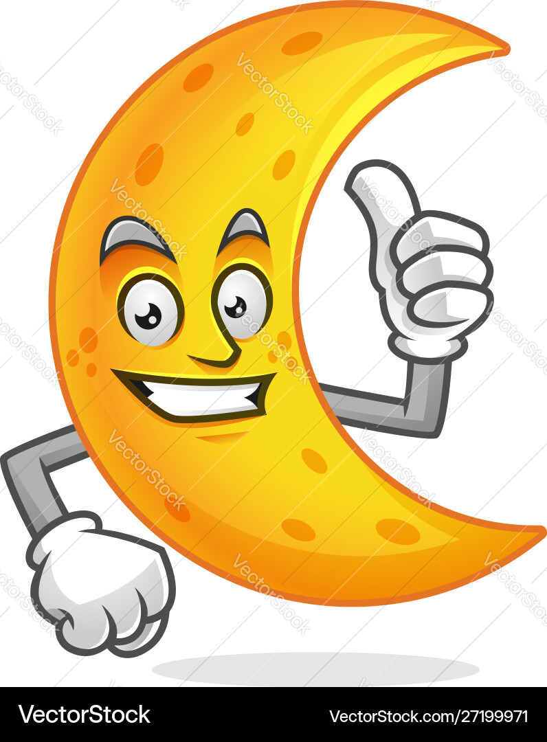 Thumb up moon mascot character cartoon Royalty Free Vector