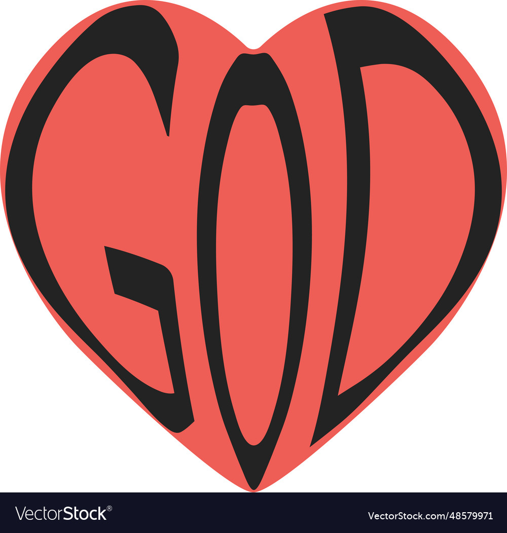 Word text god heart icon symbol shape Royalty Free Vector