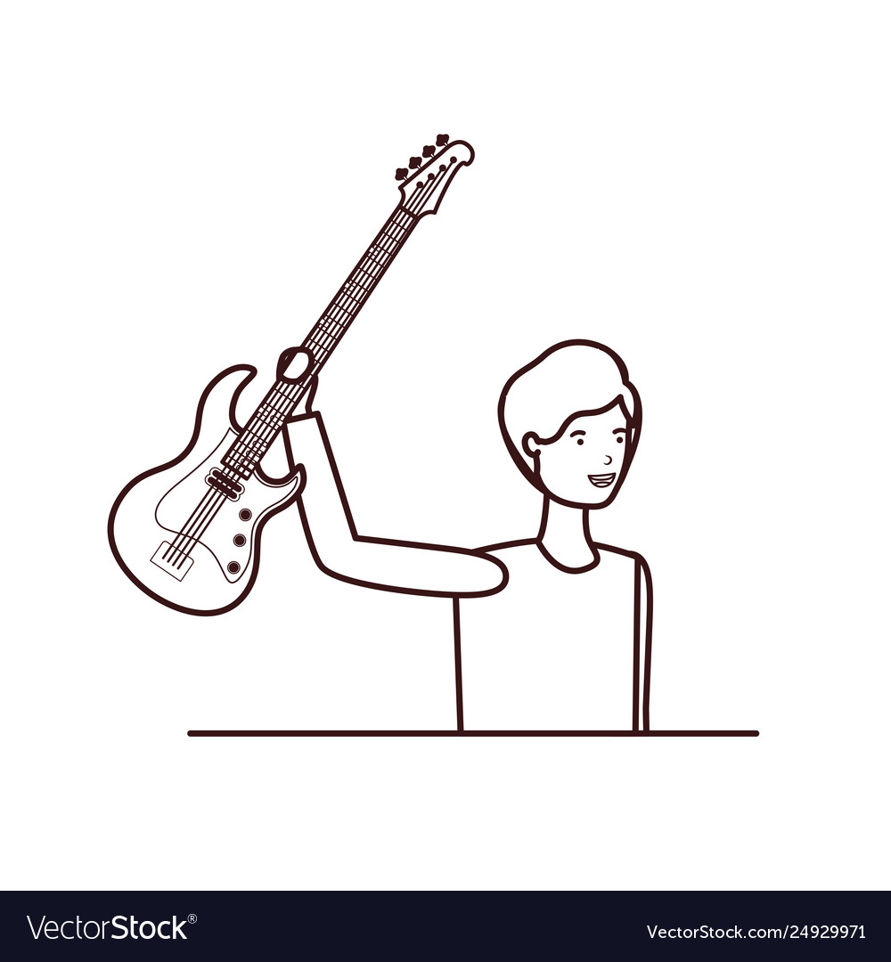 Young man with electric guitar character Vector Image