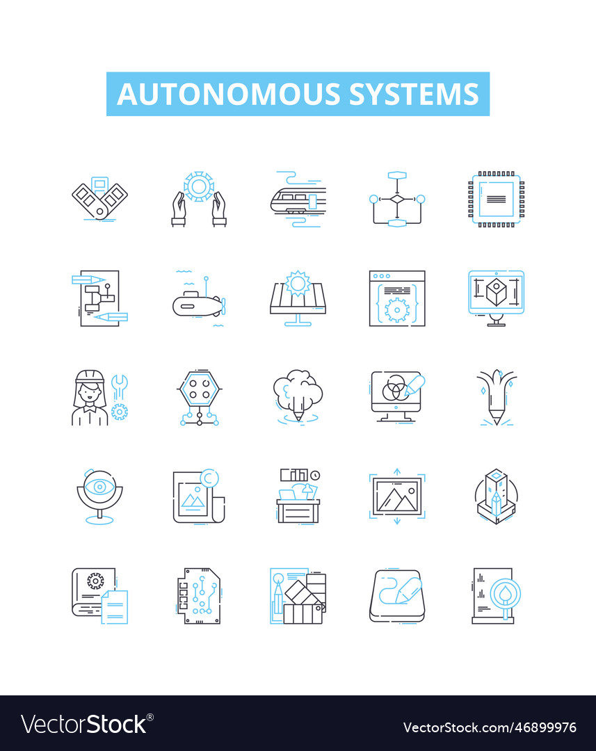Autonomous systems line icons set vector image Autonomous systems line icons set