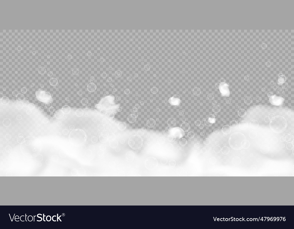 Bath foam with bubbles isolated on transparent Vector Image