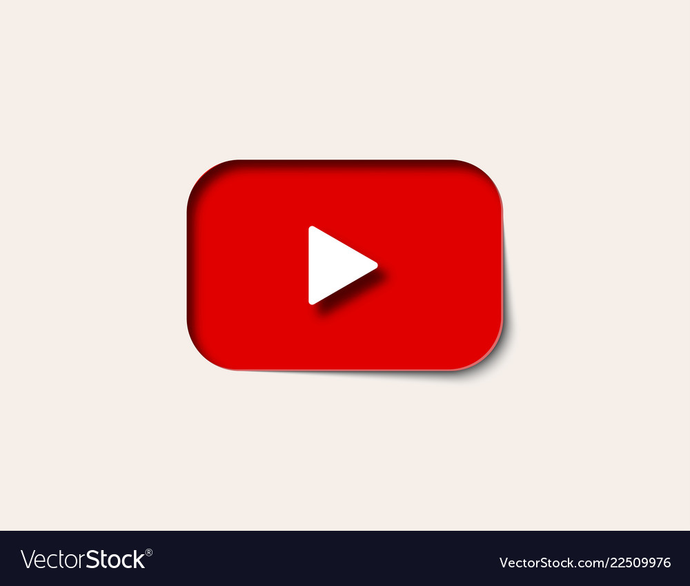Button video player in paper art on light