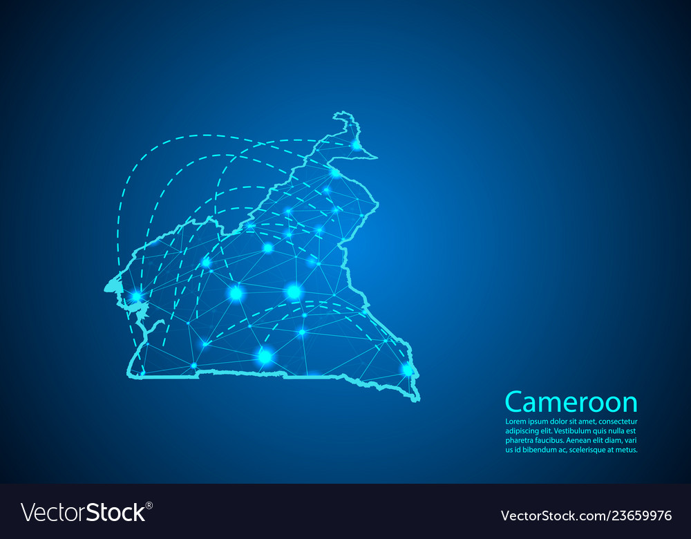 Cameroon map with nodes linked by lines concept vector image Cameroon map with nodes linked by lines concept