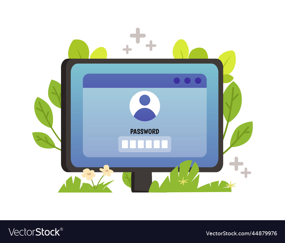 Computer monitor with window for entering password