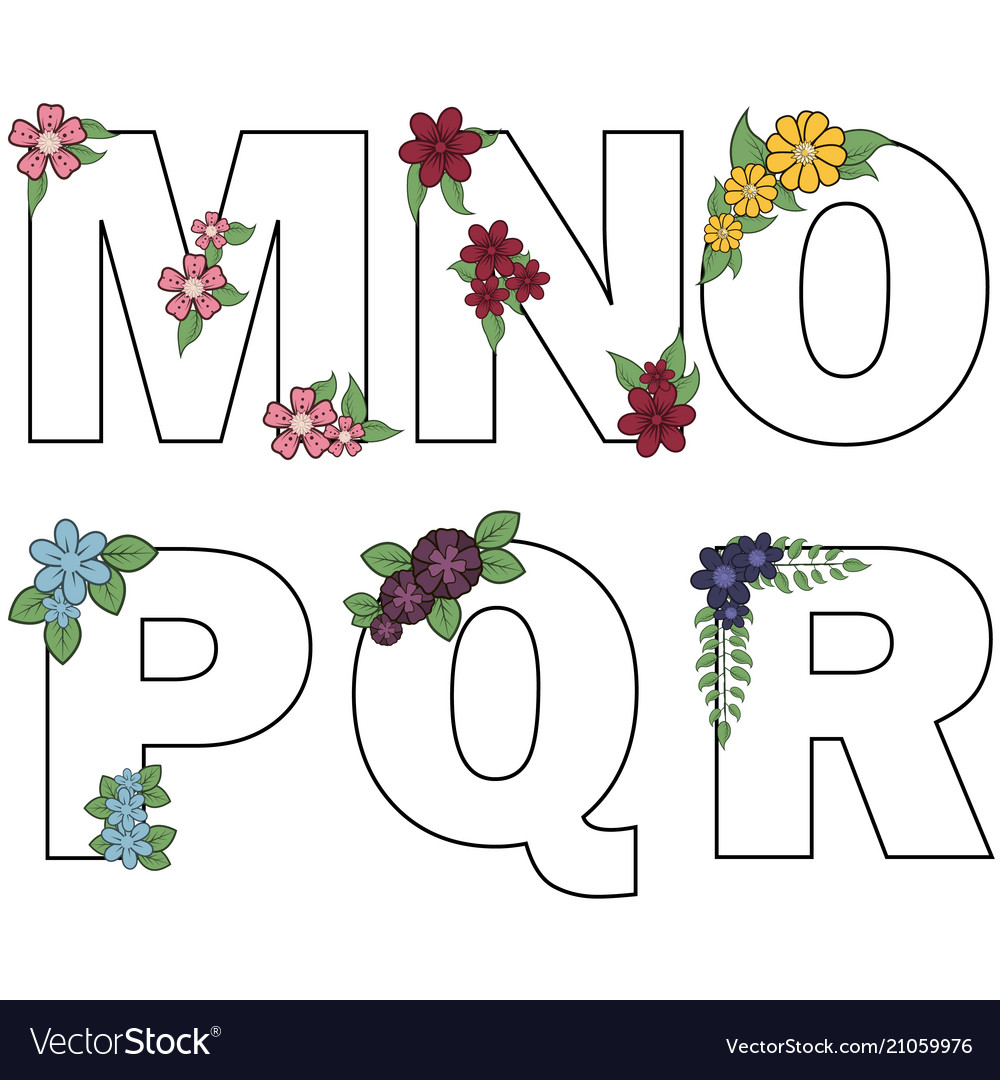 Floral alphabet isolated letters Royalty Free Vector Image for Floral Alphabet Letters Free Printable