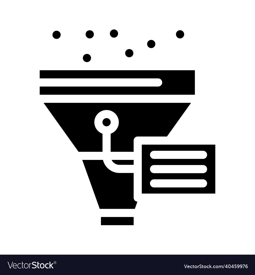 Funnel filter data science glyph icon vector image Funnel filter data science glyph icon