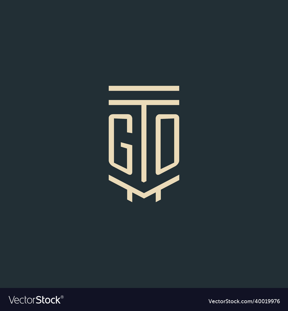 Go initial monogram with simple line art pillar