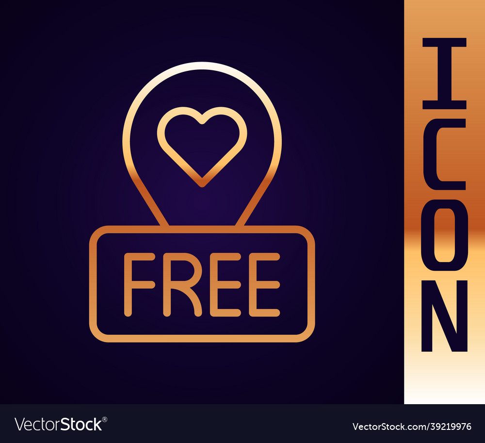 Gold line map pointer with heart icon isolated vector image Gold line map pointer with heart icon isolated
