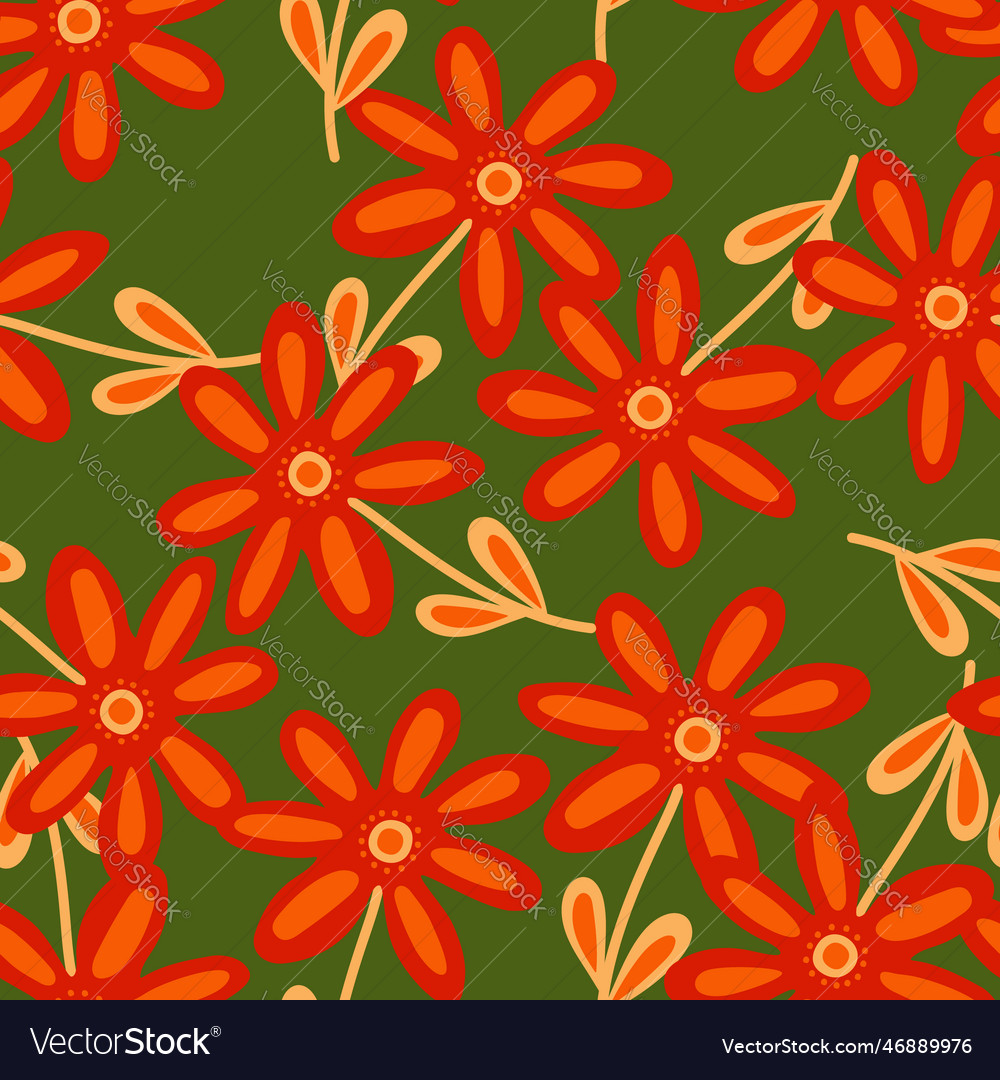 Hand drawn floral wallpaper cute flower seamless Vector Image