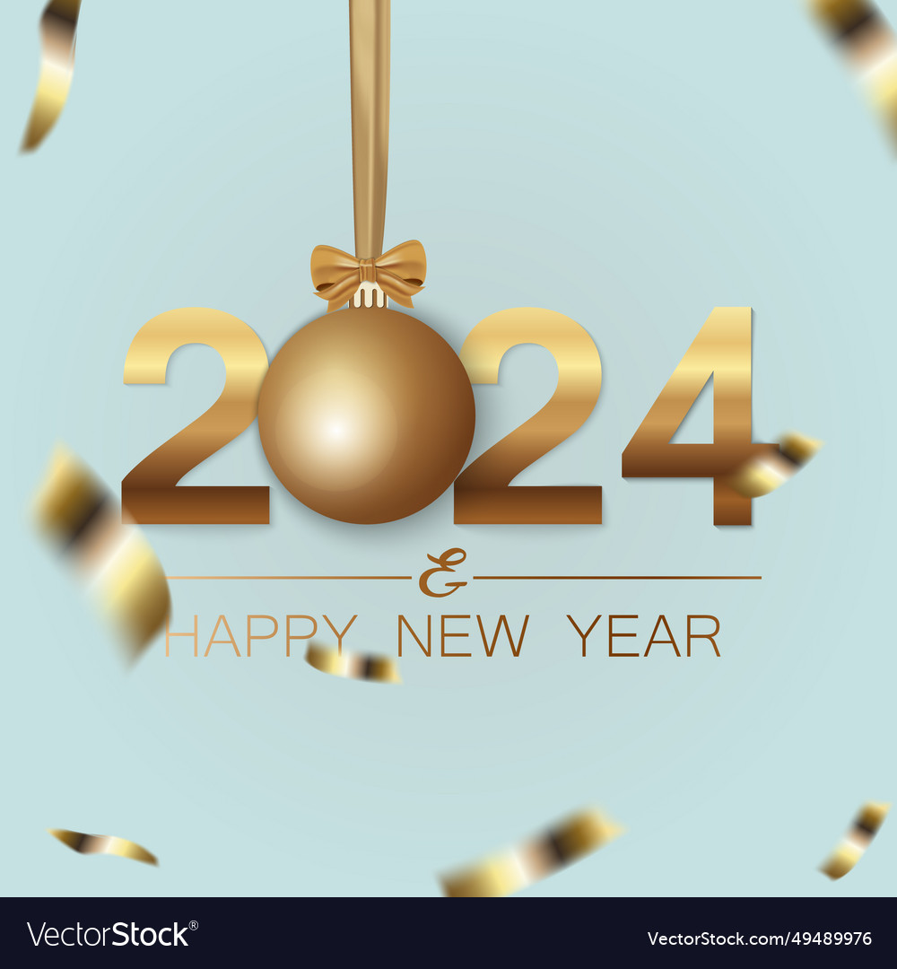 Happy New Year 2024 Winter Holiday Greeting Card Vector Image