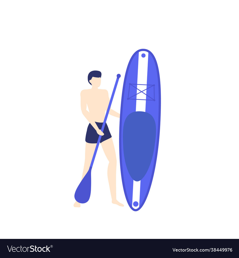 Man with sup board and paddle