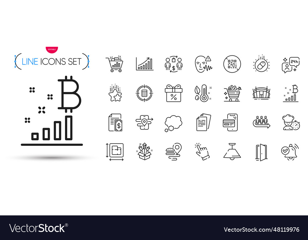 Pack of qr code graph chart and calculator target vector image Pack of qr code graph chart and calculator target