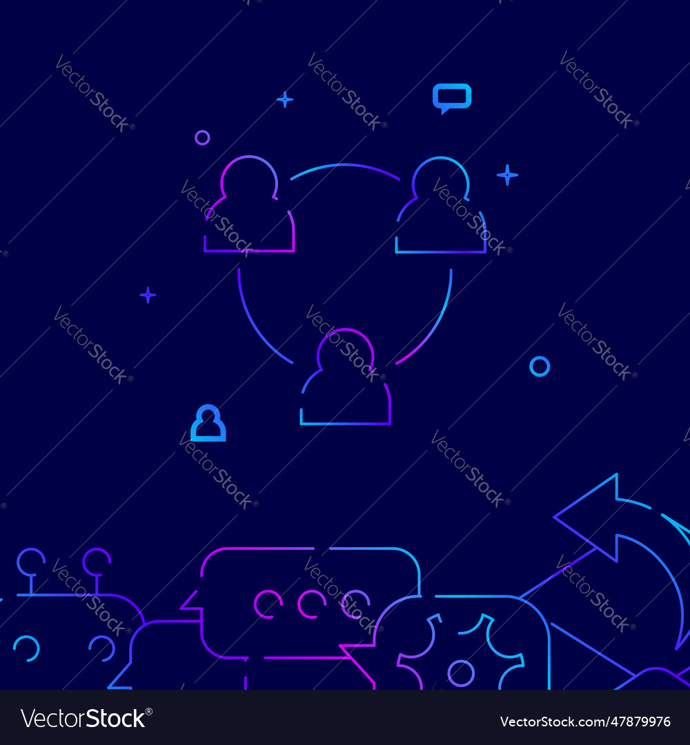 People network connection gradient line icon vector image People network connection gradient line icon