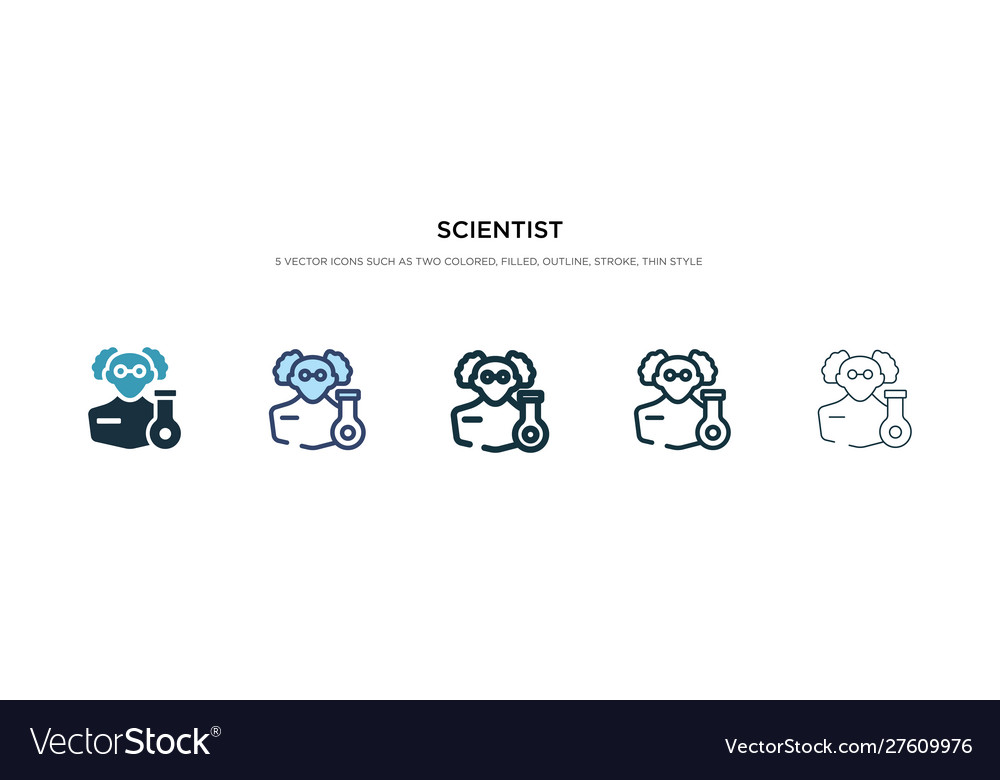 Scientist icon in different style two colored vector image Scientist icon in different style two colored