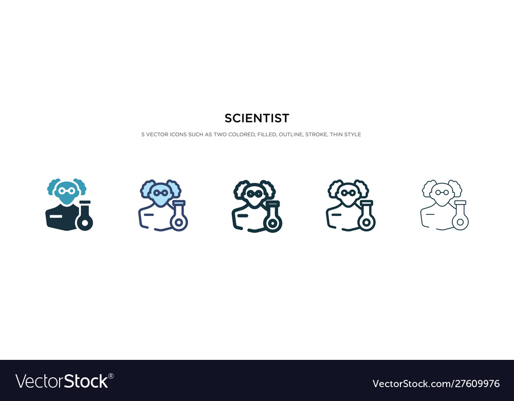 Scientist icon in different style two colored