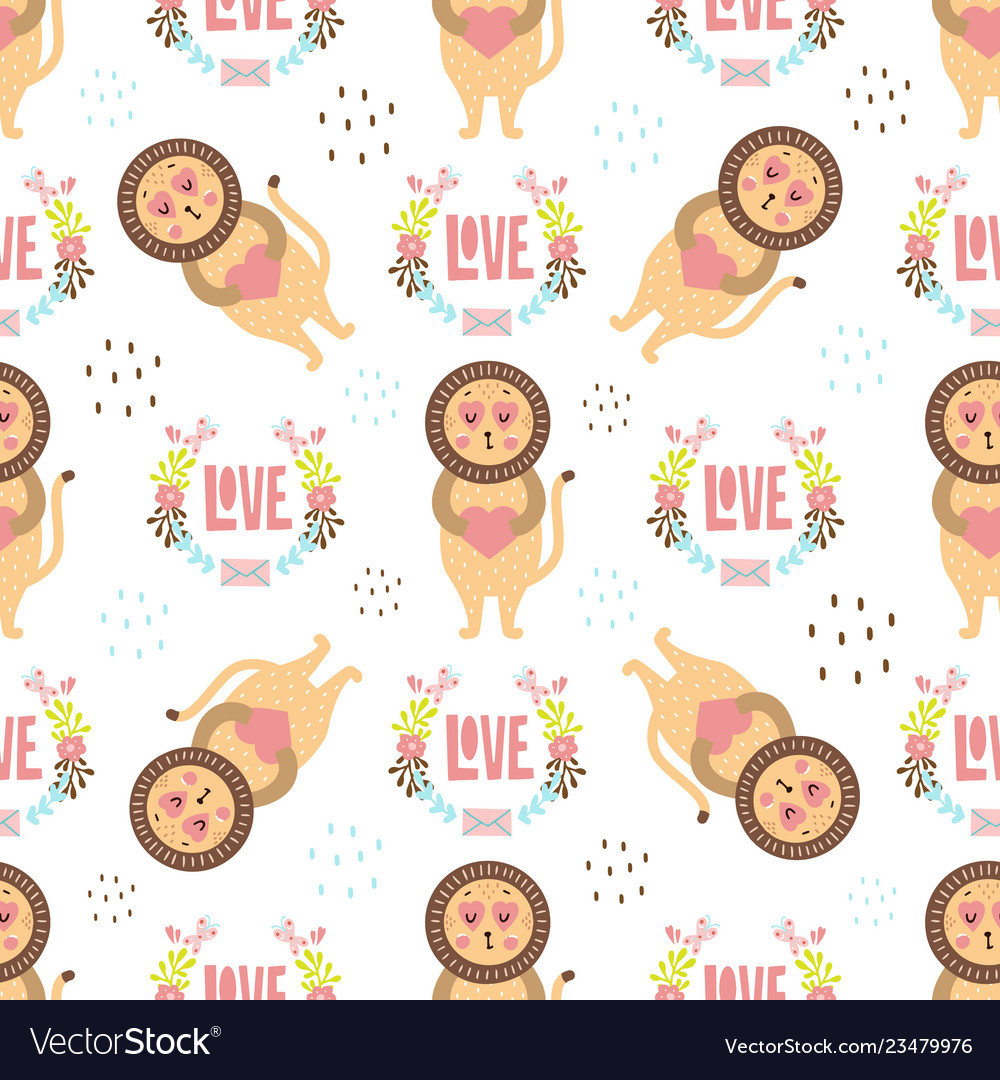 Seamless pattern with cute happy animals