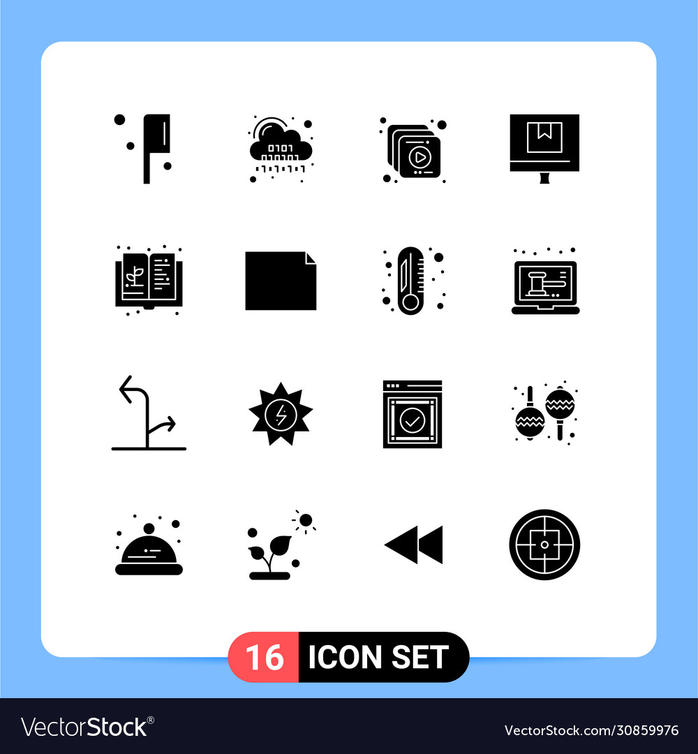 Set 16 commercial solid glyphs pack