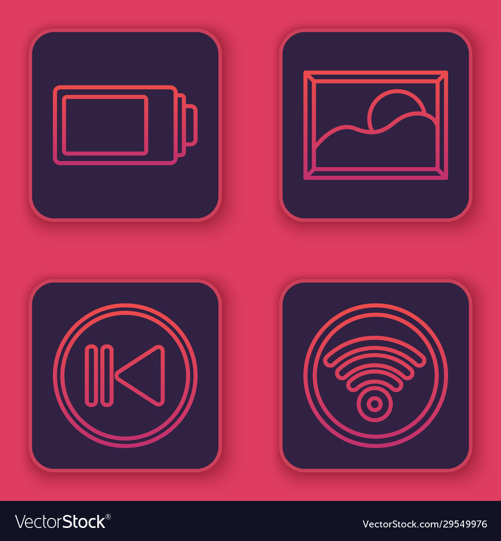 Set line battery charge level indicator rewind vector image Set line battery charge level indicator rewind