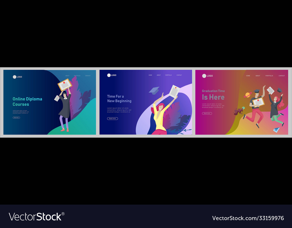 Set web page design templates with relaxed Vector Image Set web page design templates with relaxed