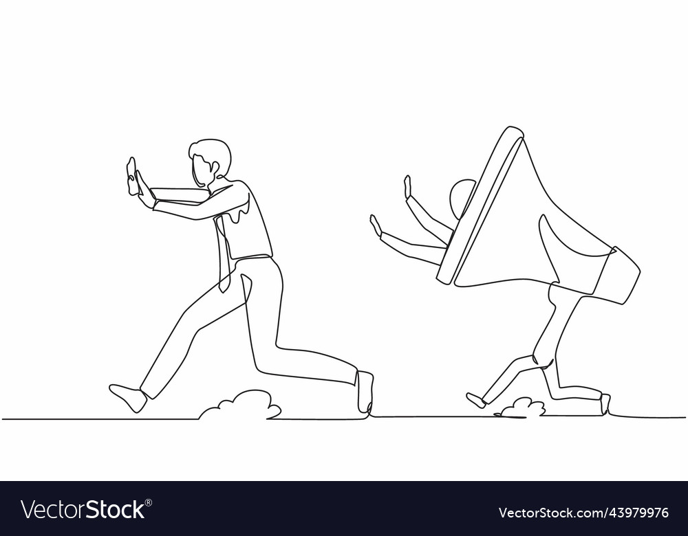 Single one line drawing stressed businessman Vector Image