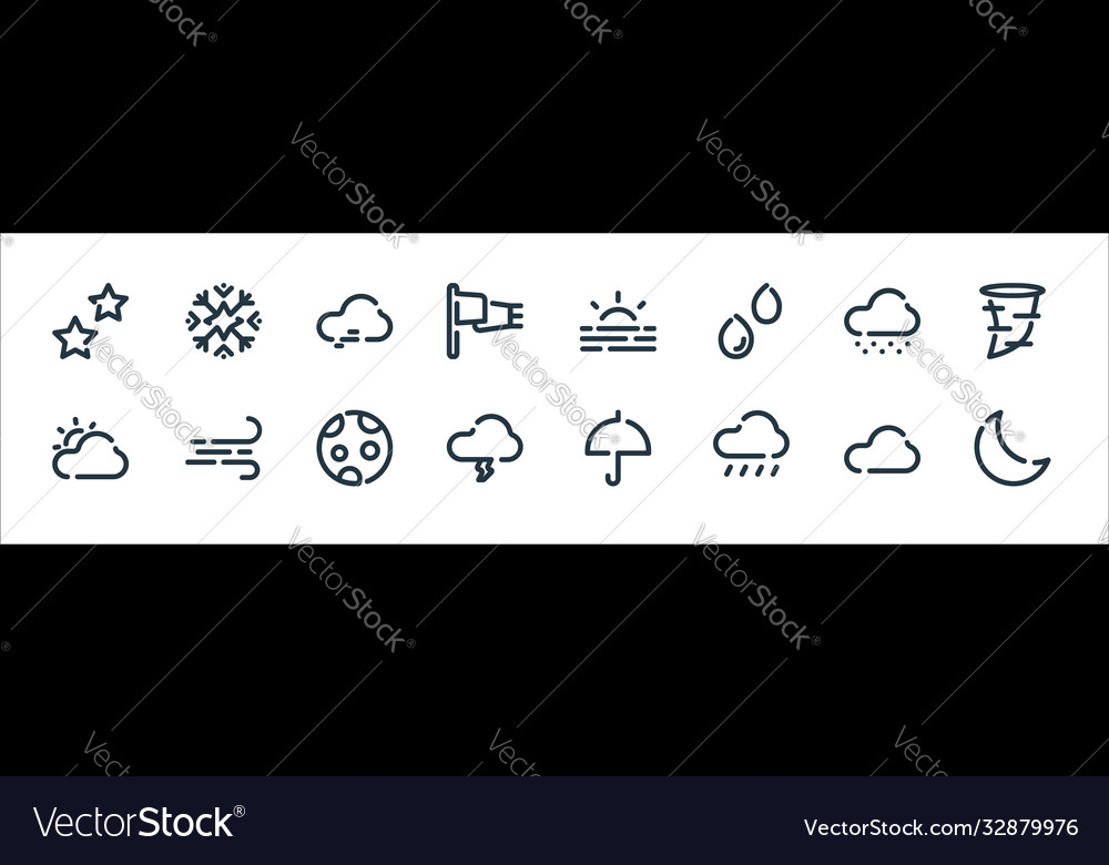 Weather line icons linear set quality