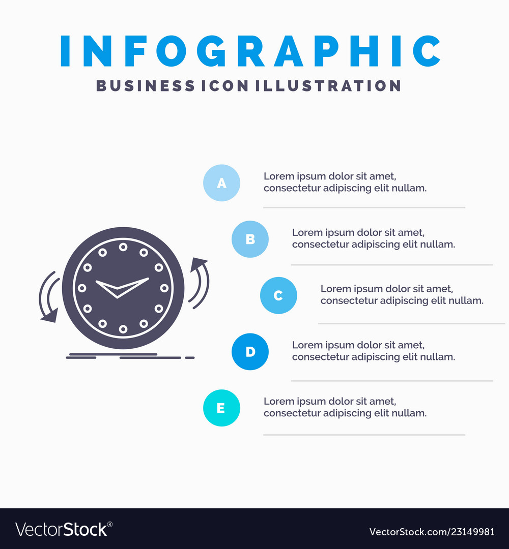 Backup clock clockwise counter time infographics vector image Backup clock clockwise counter time infographics