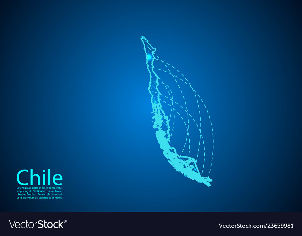 Chile map with nodes linked by lines concept