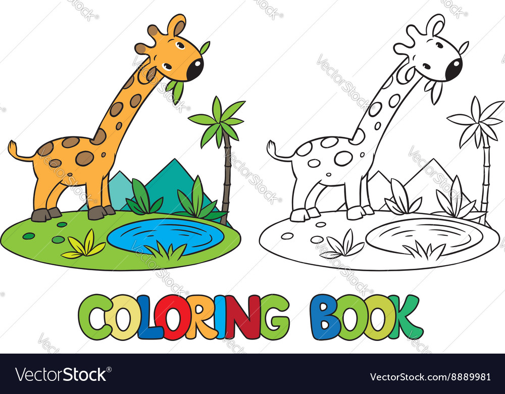 Coloring book of little funny giraffe Royalty Free Vector