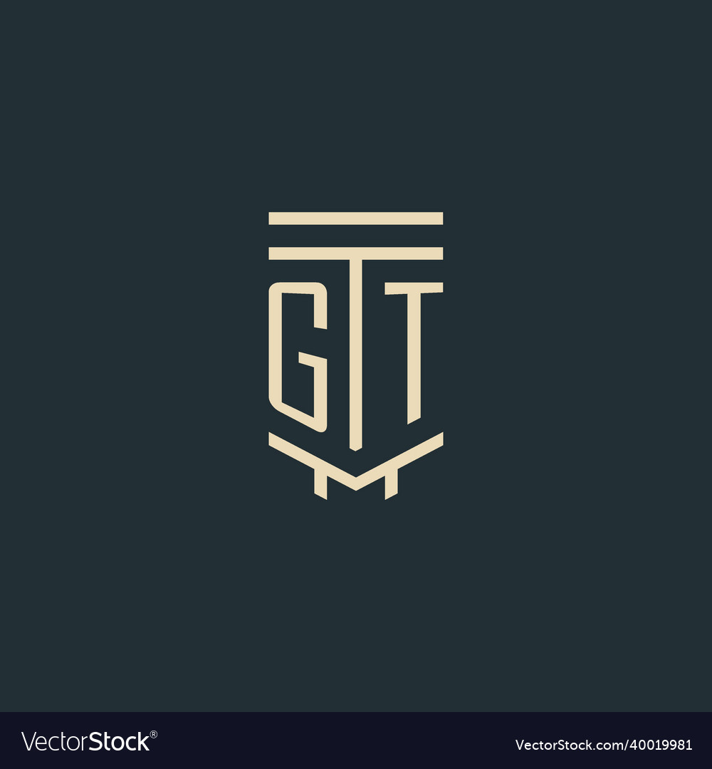 Gt initial monogram with simple line art pillar Vector Image Gt initial monogram with simple line art pillar