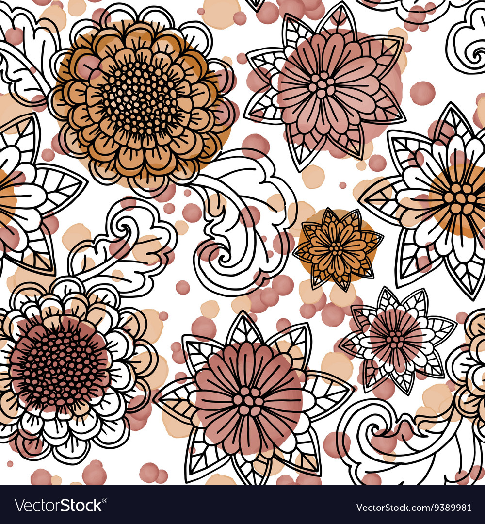 Hand drawn floral seamless pattern